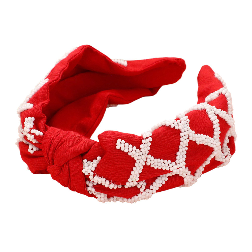 iLLASPARKZ Game Day Seed Beaded Check Patterned Knot Burnout Headband