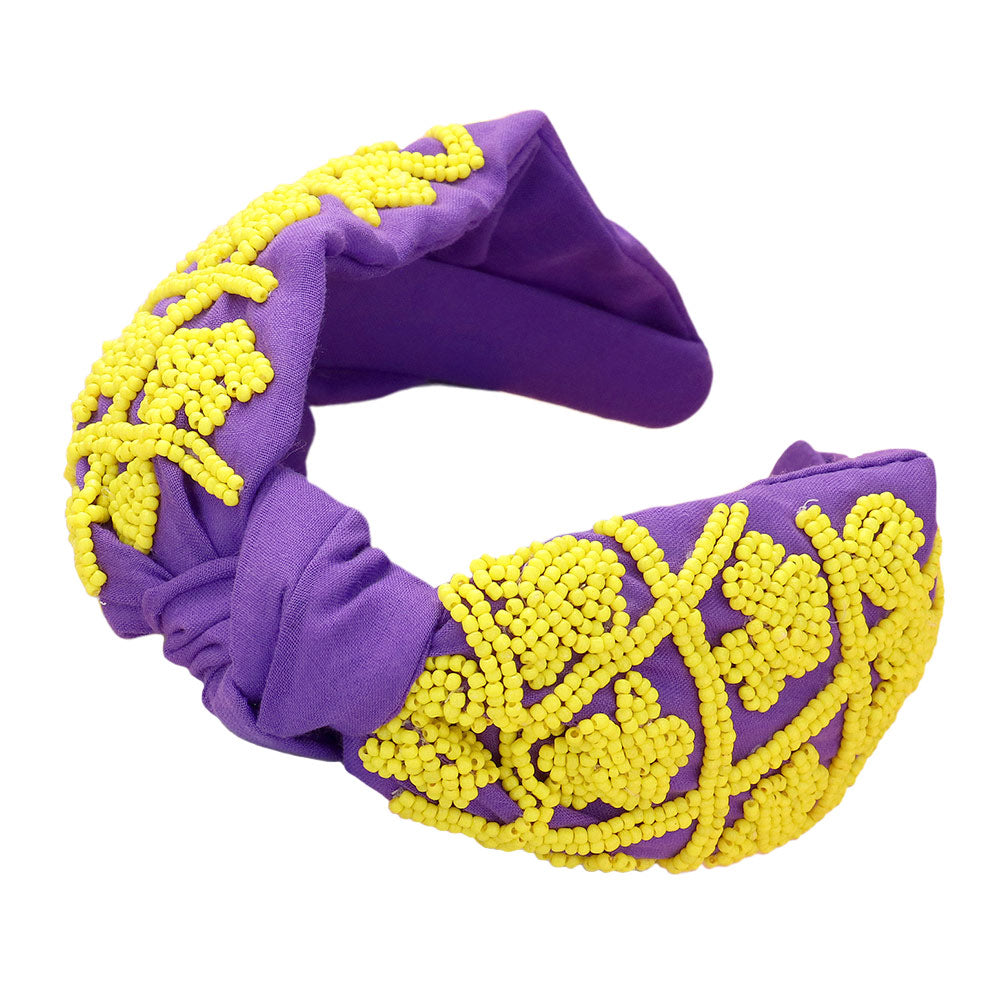 iLLASPARKZ Game Day Seed Beaded Paw Knot Burnout Headband
