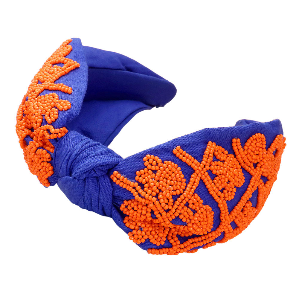 iLLASPARKZ Game Day Seed Beaded Paw Knot Burnout Headband