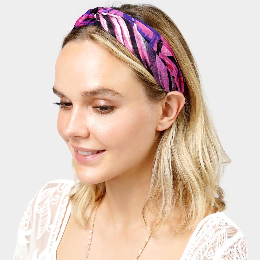iLLASPARKZ Tropical Leaf Patterned Twisted Headband