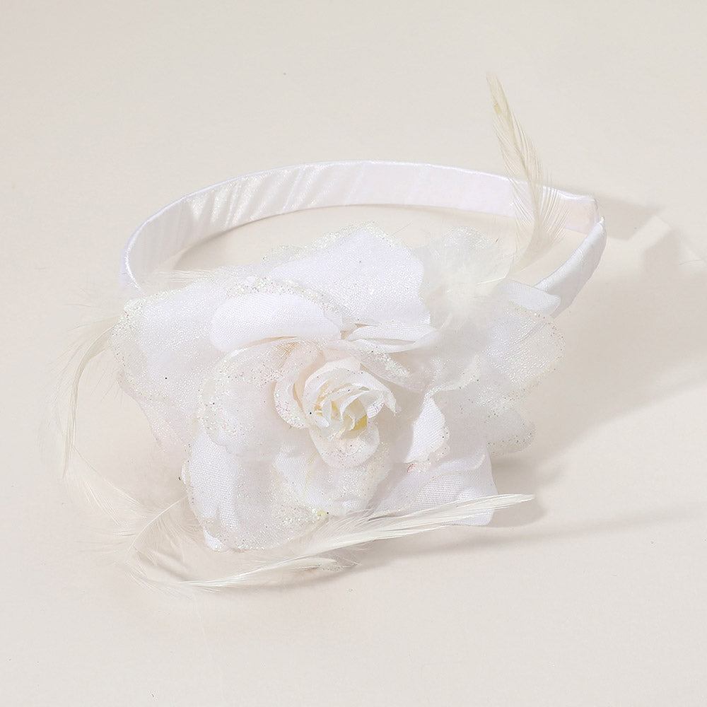 iLLASPARKZ Mesh Fabric Flower Feather Headband