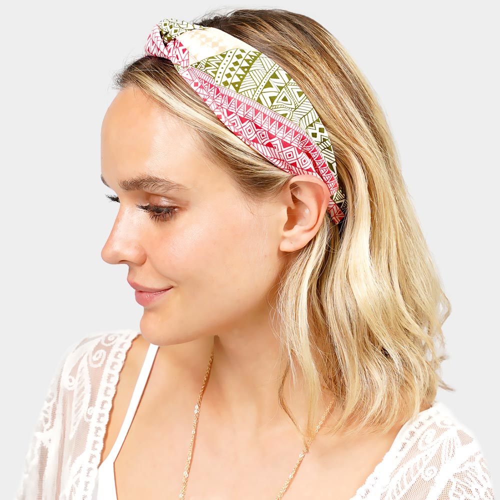 iLLASPARKZ Aztec Patterned Burnout Knot Headband