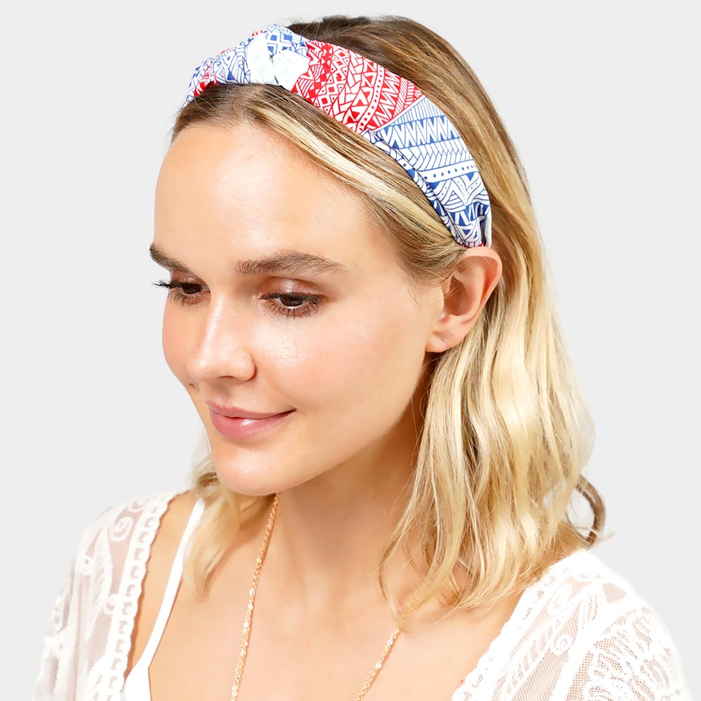 iLLASPARKZ Aztec Patterned Burnout Knot Headband