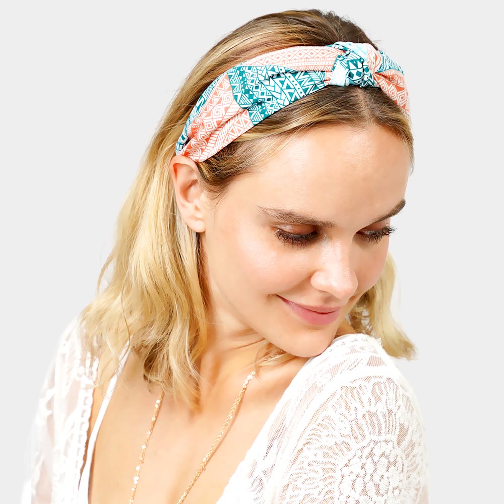 iLLASPARKZ Aztec Patterned Burnout Knot Headband