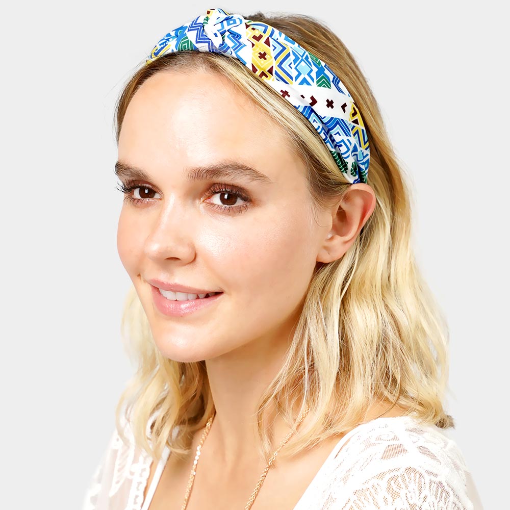 iLLASPARKZ Aztec Patterned Burnout Knot Headband