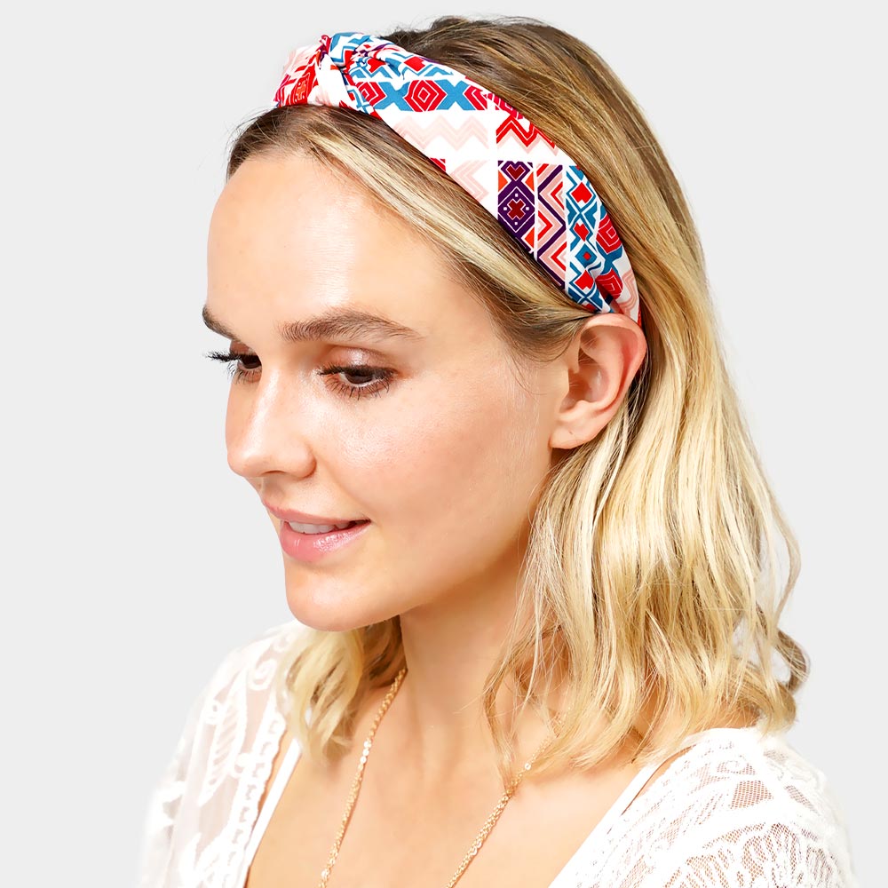 iLLASPARKZ Aztec Patterned Burnout Knot Headband