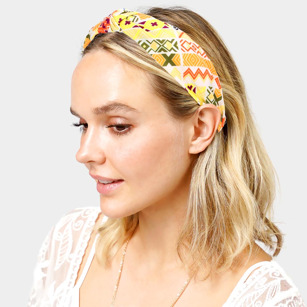 iLLASPARKZ Aztec Patterned Burnout Knot Headband