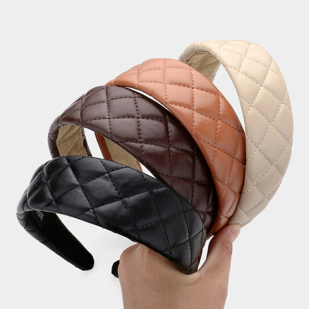 iLLASPARKZ Faux Leather Quilted Puffer Headband
