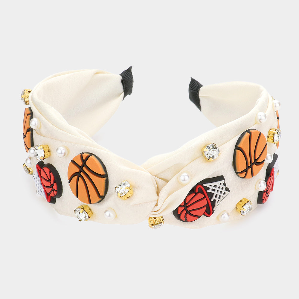 iLLASPARKZ Pearl Stone Basketball Embellished Twisted Headband