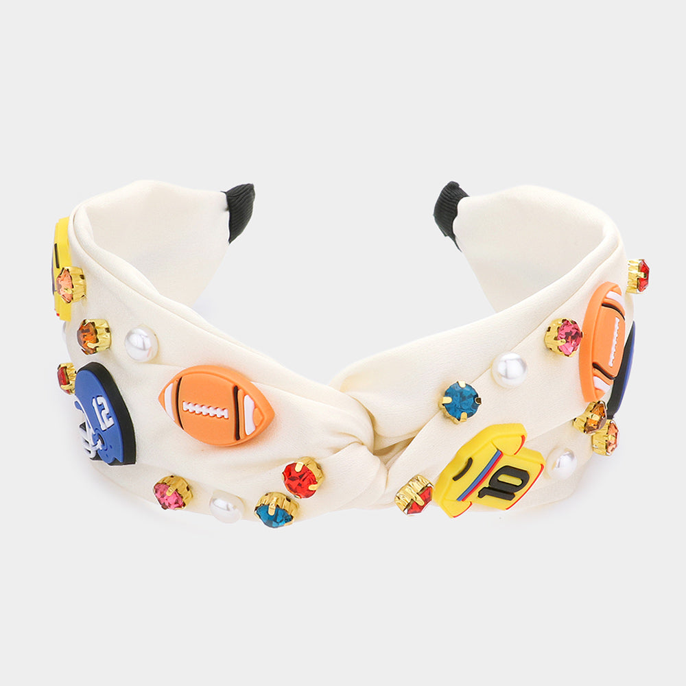iLLASPARKZ Pearl Stone Football Embellished Twisted Headband
