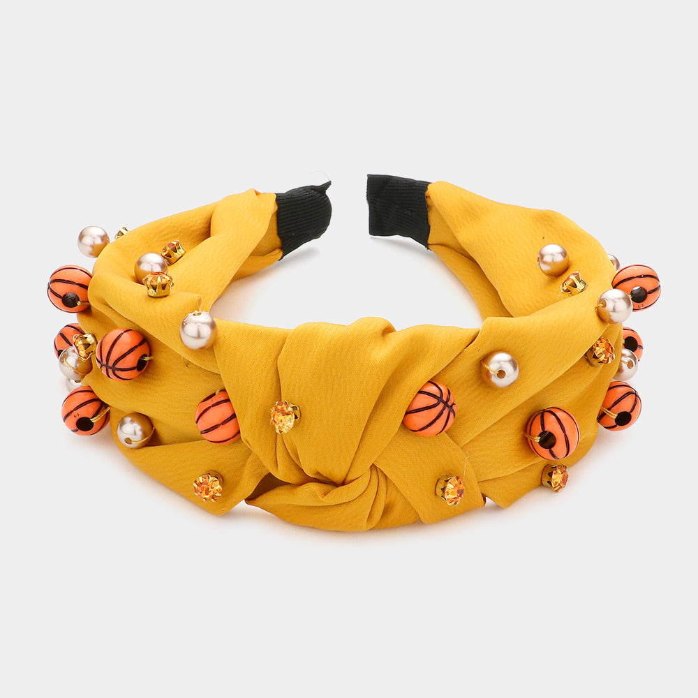 iLLASPARKZ Pearl Stone Basketball Embellished Knot Burnout Headband
