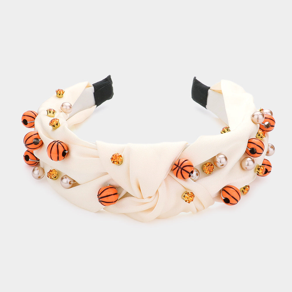 iLLASPARKZ Pearl Stone Basketball Embellished Knot Burnout Headband