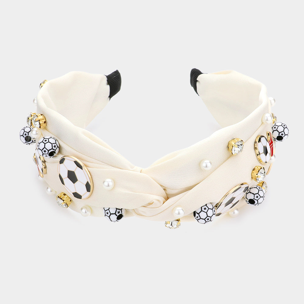 iLLASPARKZ Pearl Stone Soccer Shoe Embellished Twisted Headband