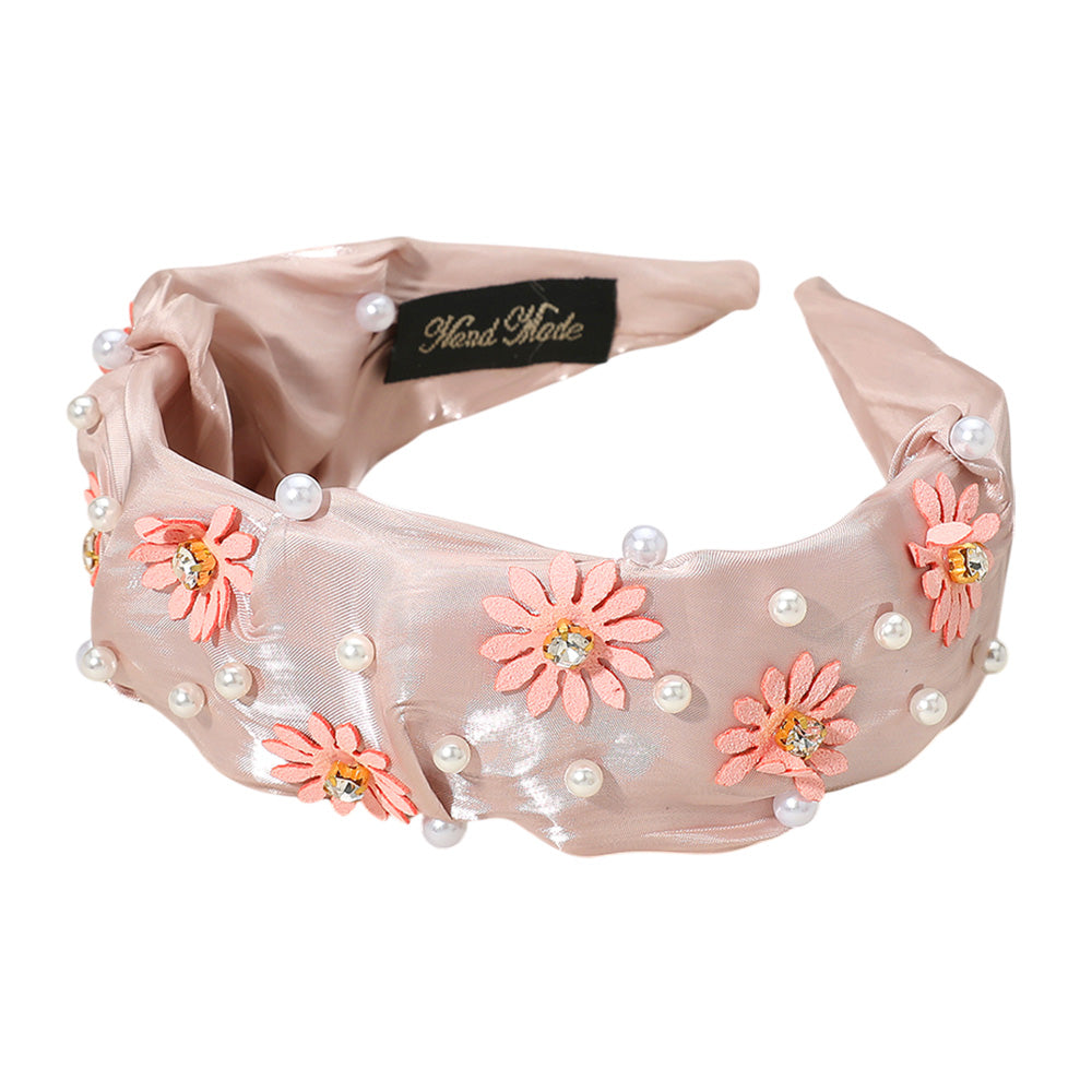 iLLASPARKZ Flower Pearl Embellished Fabric Headband