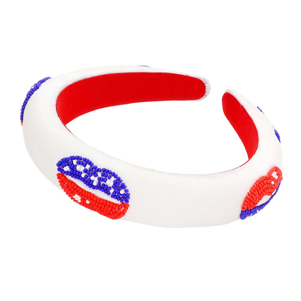 iLLASPARKZ American USA Flag Lip Beaded Headband