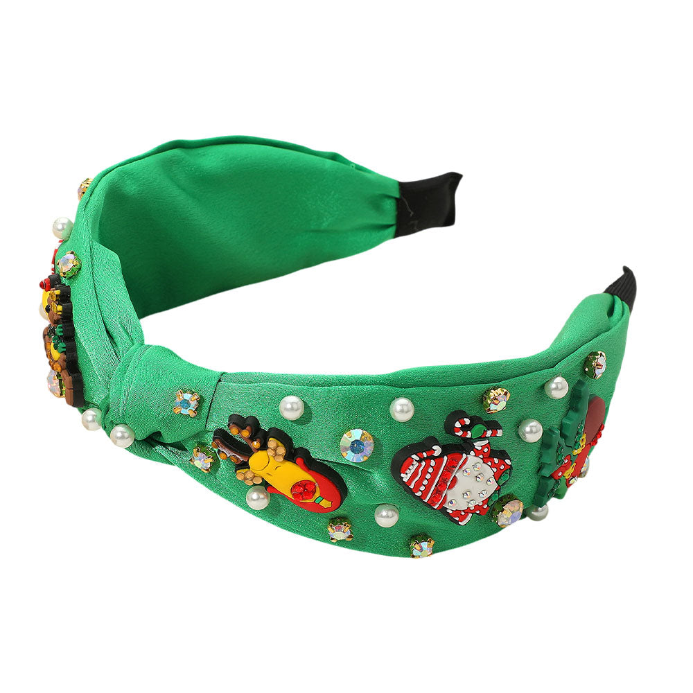 iLLASPARKZ Christmas Charm Pearl Teardrop Stone Embellished Knot Headband