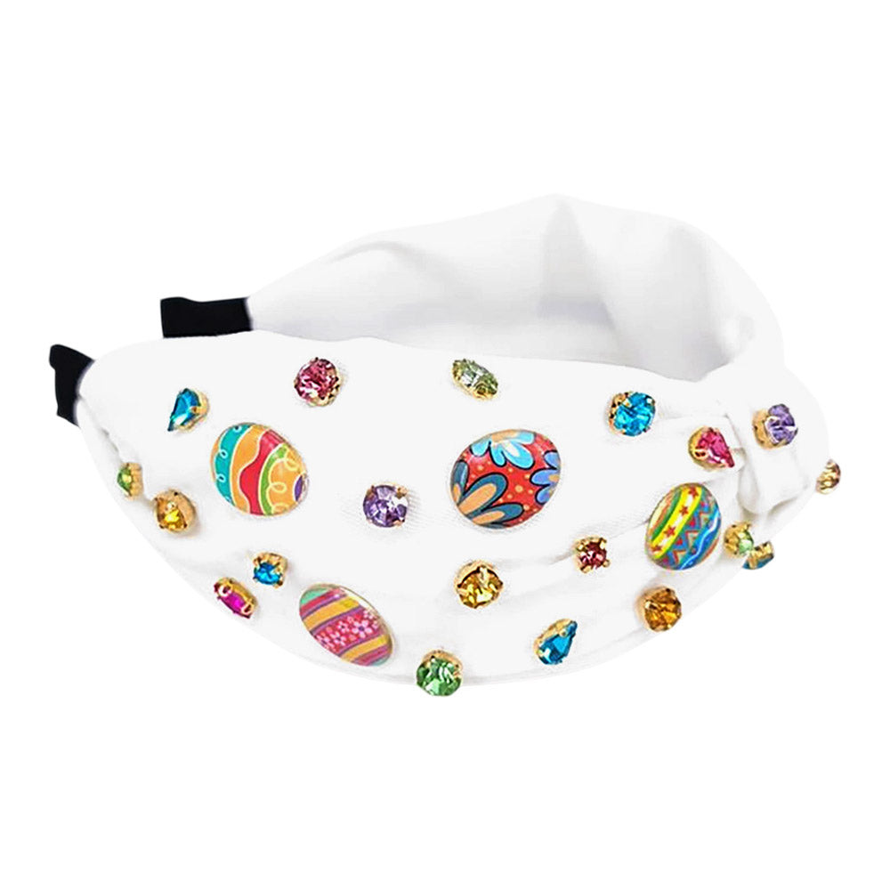 iLLASPARKZ Colorful Stone Cluster Enamel Decorated Easter Egg Embellished Knot Headband