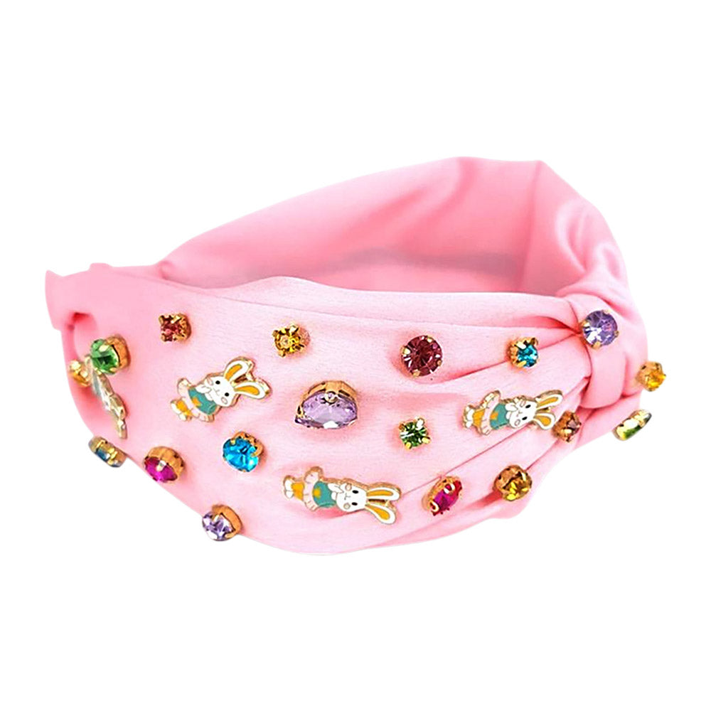 iLLASPARKZ Colorful Stone Cluster Enamel Easter Bunny Embellished Knot Headband