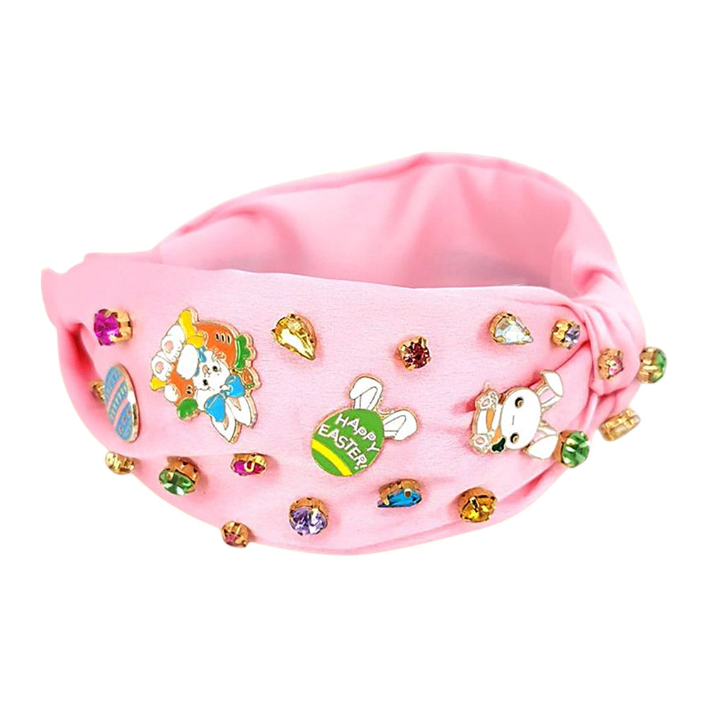 iLLASPARKZ Colorful Stone Cluster Enamel Easter Bunny Embellished Knot Headband