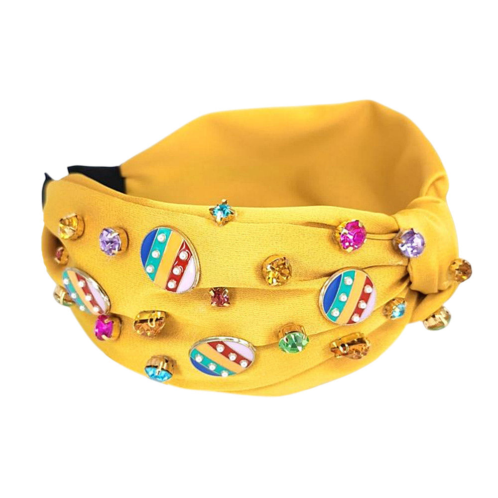 iLLASPARKZ Colorful Stone Cluster Enamel Decorated Easter Egg Embellished Knot Headband