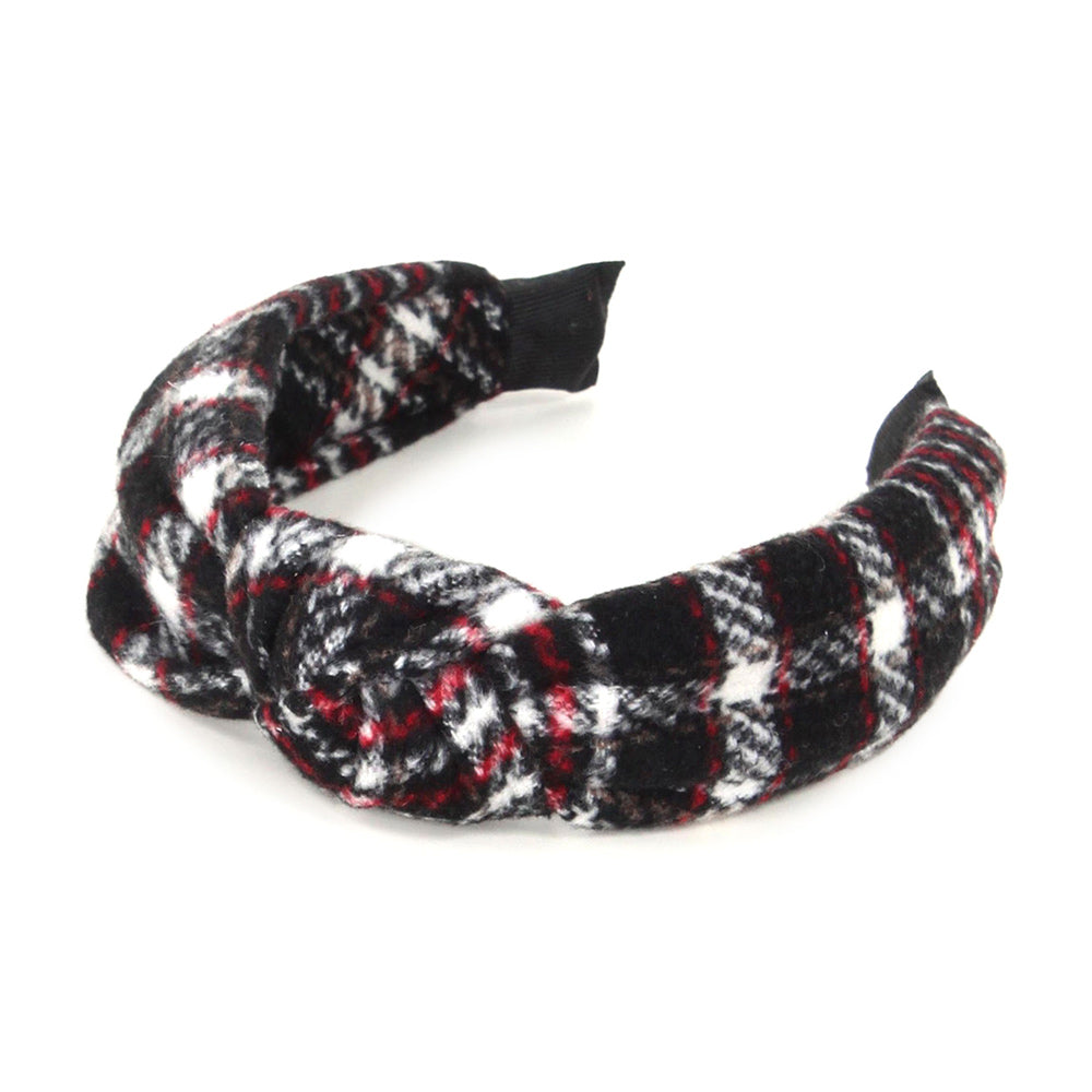iLLASPARKZ Plaid Check Patterned Knot Burnout Headband