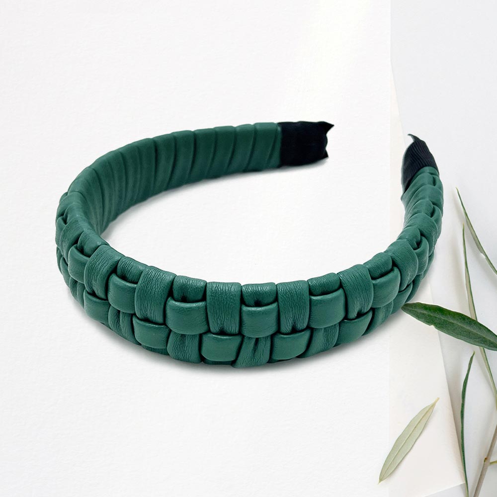 iLLASPARKZ Faux Leather Padded Plaid Braided Headband