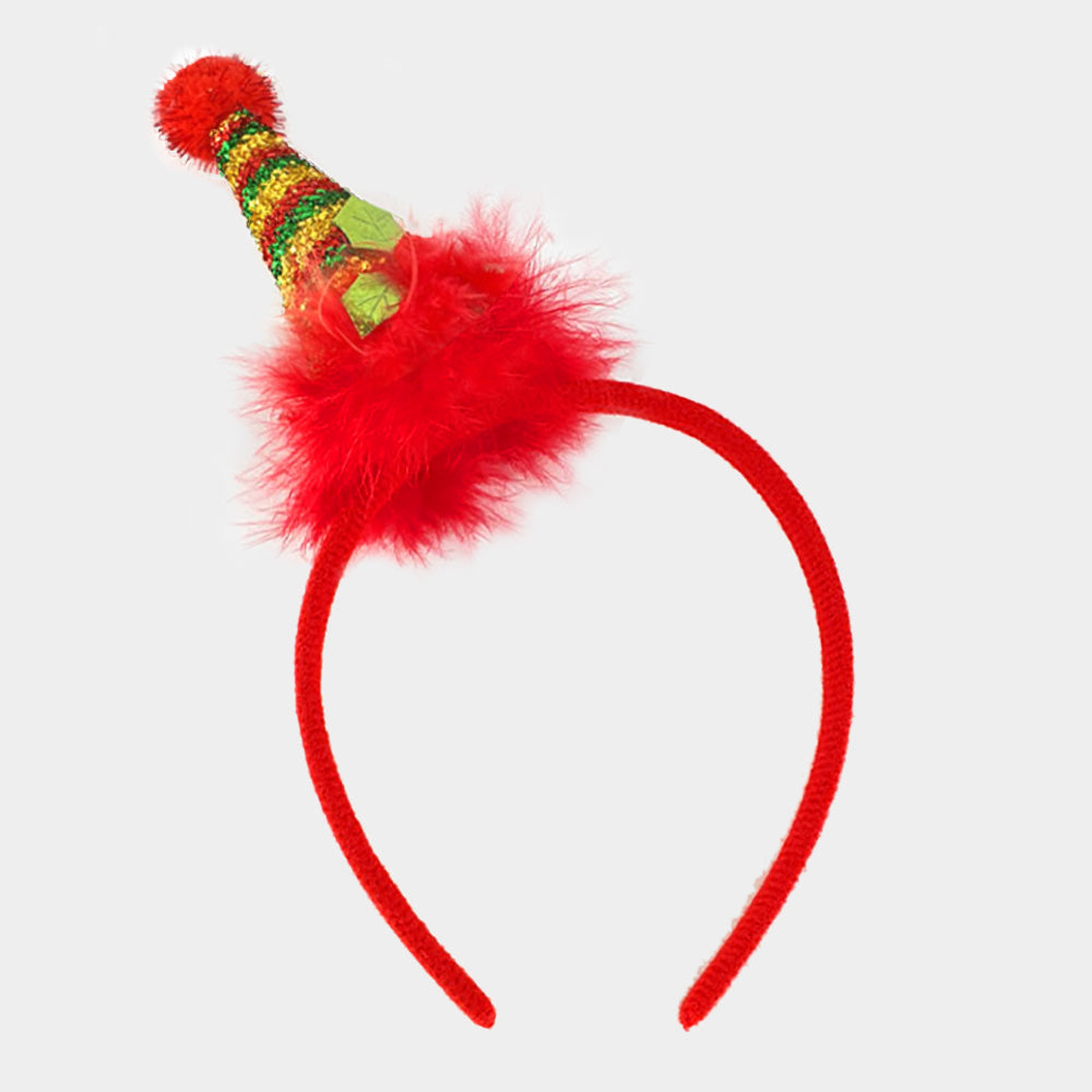 iLLASPARKZ LED Light Up Faux Fur Christmas Santa Hat Pom Pom Headband