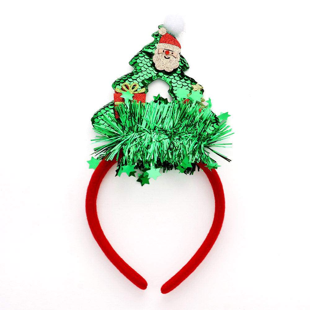 iLLASPARKZ Santa Claus Pointed Tinsel Christmas Tree Headband