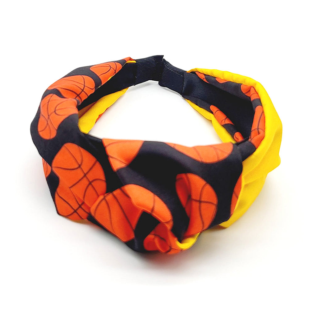 iLLASPARKZ Game Day Basketball Patterned Knot Burnout Headband