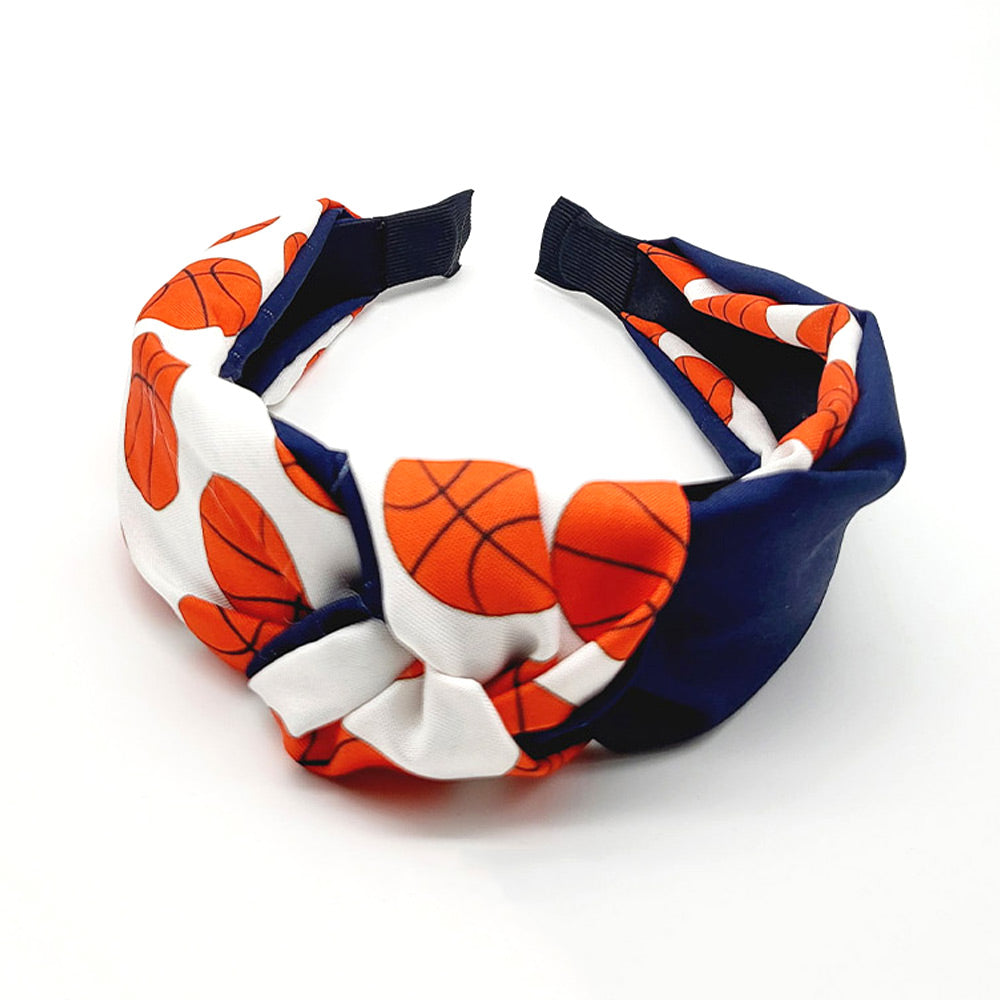 iLLASPARKZ Game Day Basketball Patterned Knot Burnout Headband