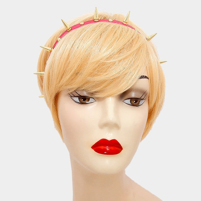 iLLASPARKZ Metal Spike Studded Faux Leather Stretch Headband