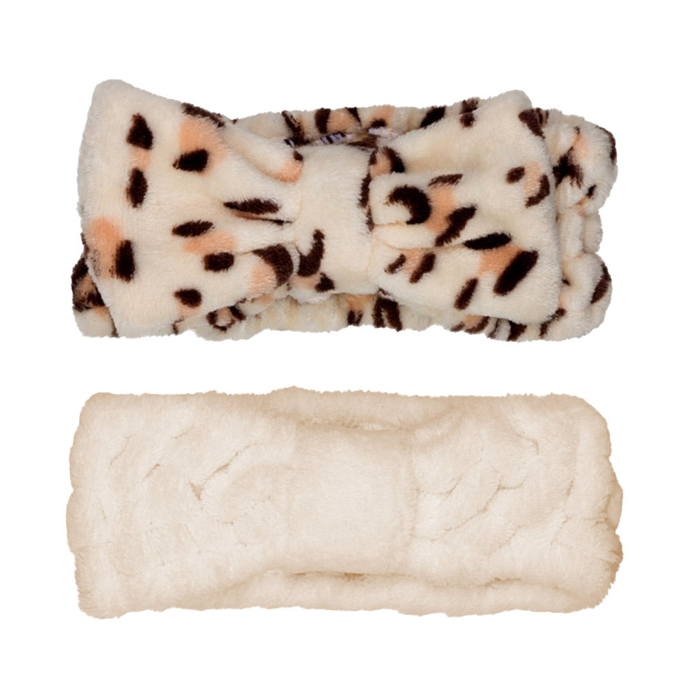 iLLASPARKZ 2PCS -Leopard Patterned Facial Headband Set