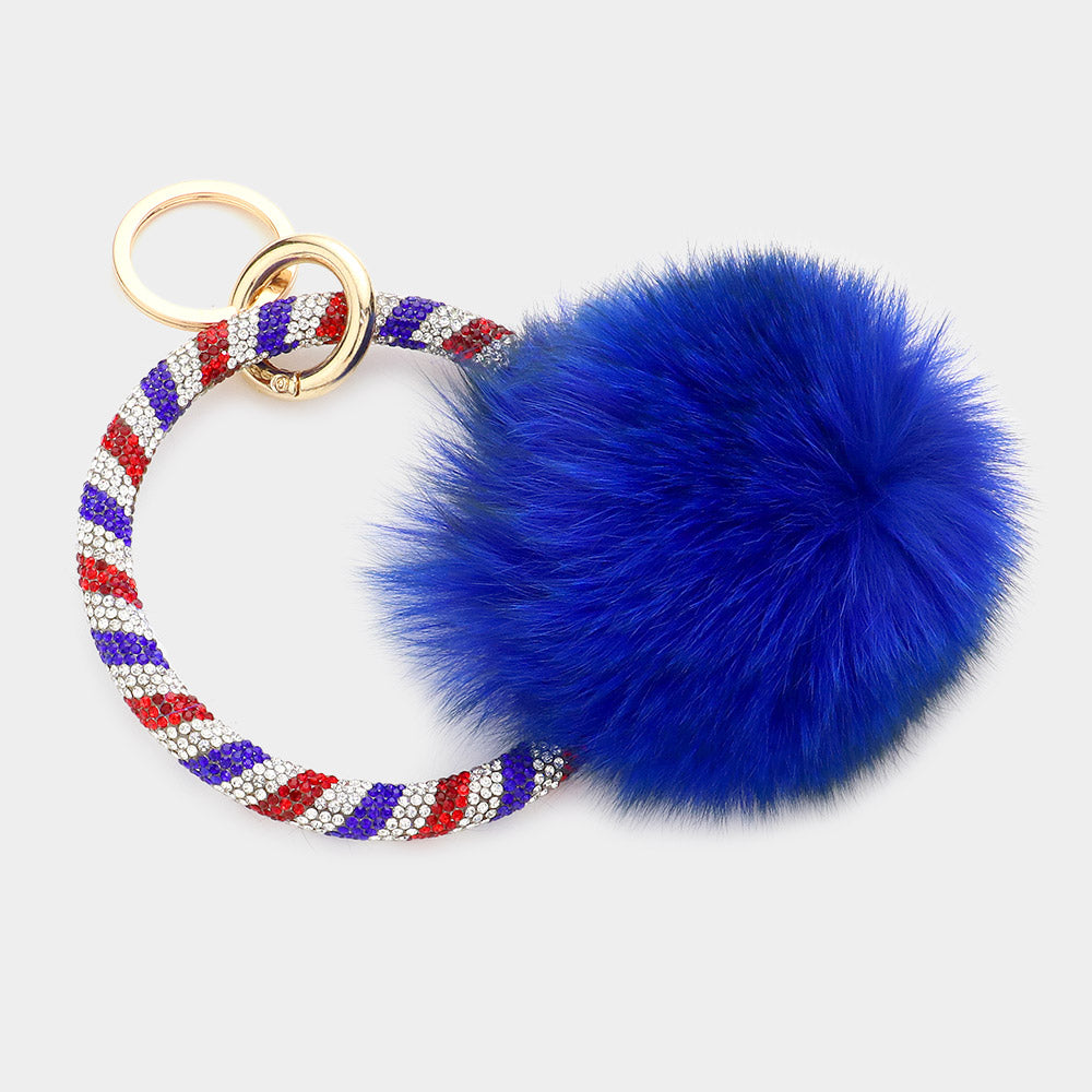 iLLASPARKZ Pom Pom Rhinestone Pave Bangle Keychain / Bracelet