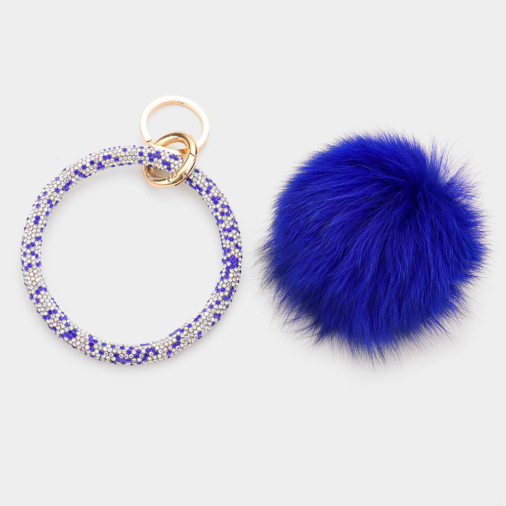 iLLASPARKZ Pom Pom Rhinestone Pave Bangle Keychain / Bracelet