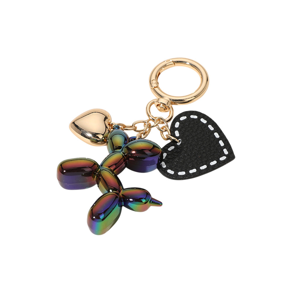 iLLASPARKZ Faux Leather Metal Heart Balloon Dog Bag Charm / Keychain