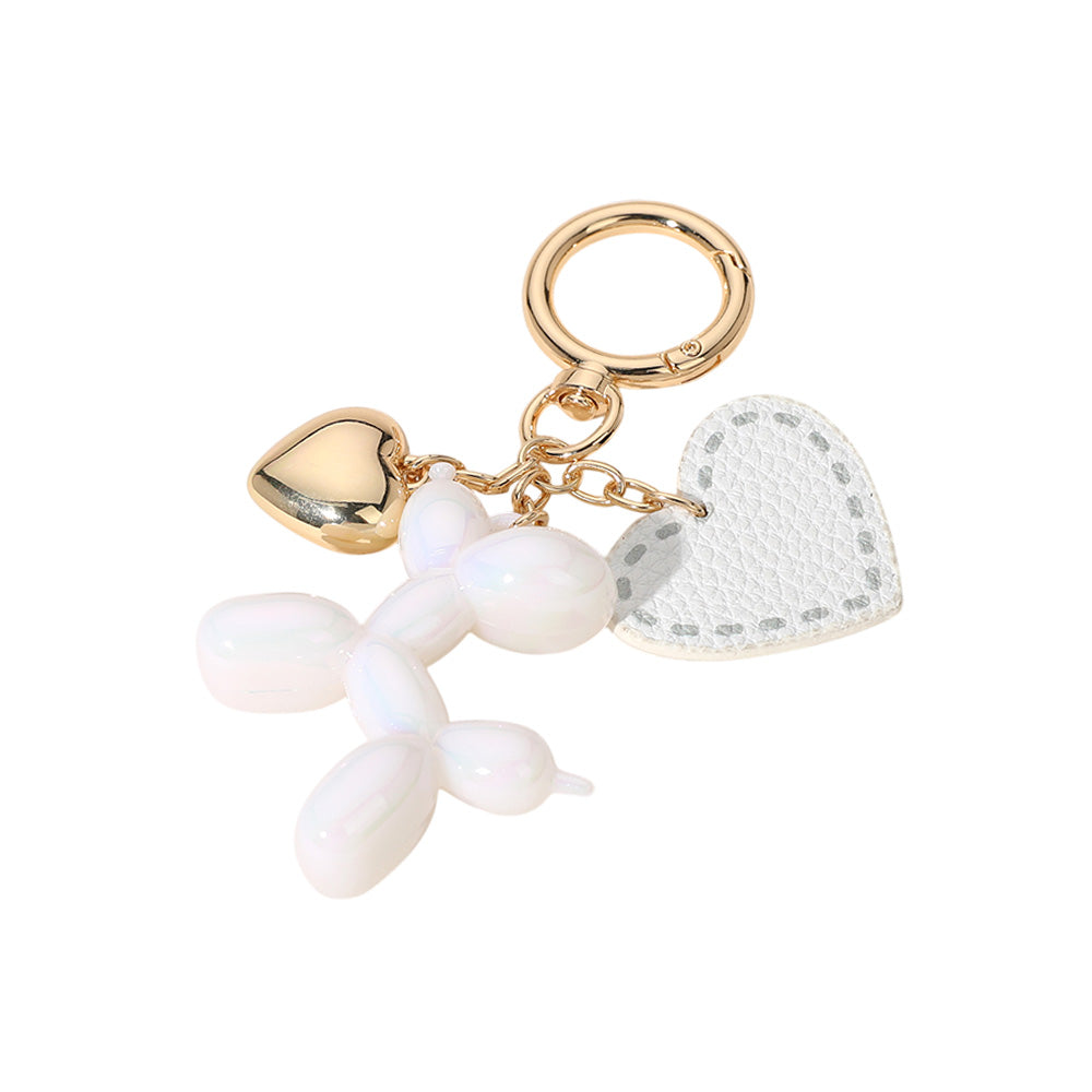iLLASPARKZ Faux Leather Metal Heart Balloon Dog Bag Charm / Keychain