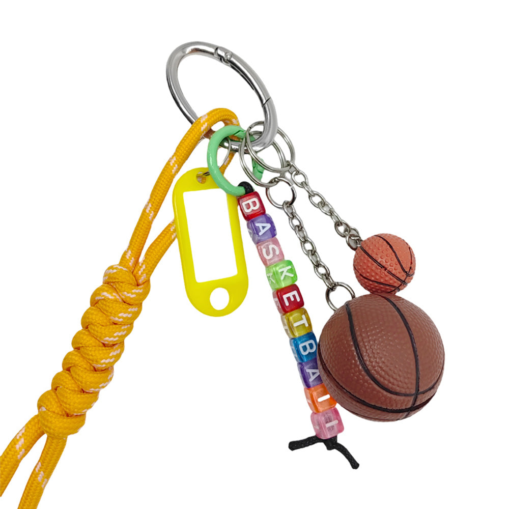 iLLASPARKZ Basket Ball Message Beaded Name Tag Braided Thread Keychain / Bag Charm