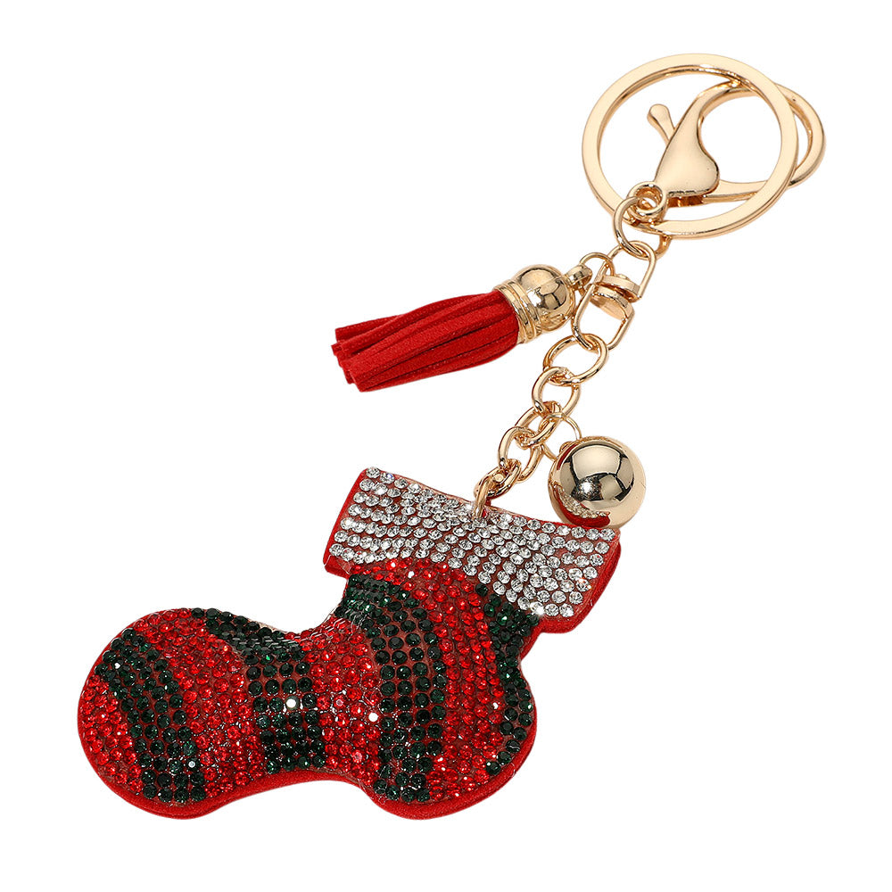iLLASPARKZ Bling Studded Christmas Socks Keychain / Bag Charm
