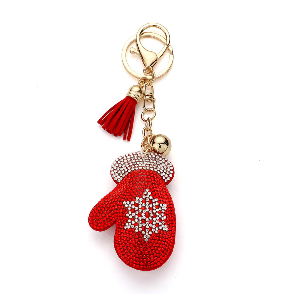 iLLASPARKZ Bling Snowflake Mitten Glove Tassel Keychain