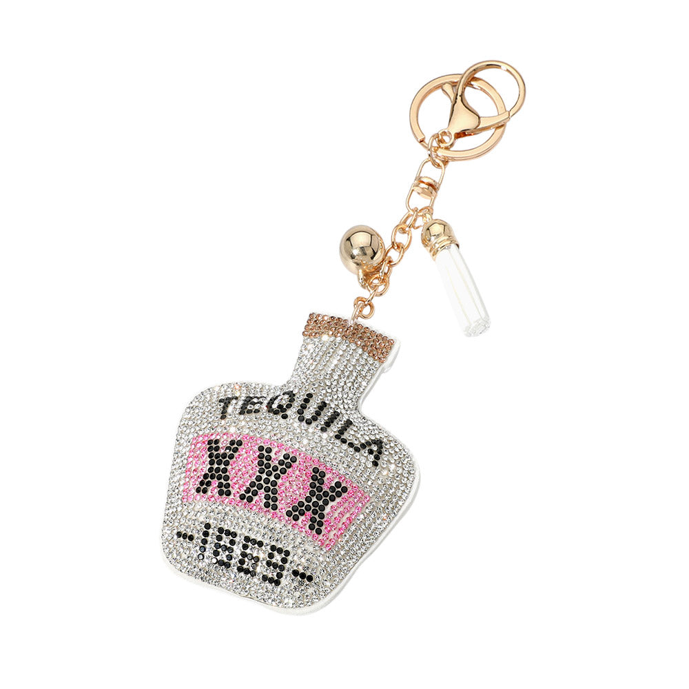 iLLASPARKZ Bling Studded Tequila Bottle Tassel Keychain