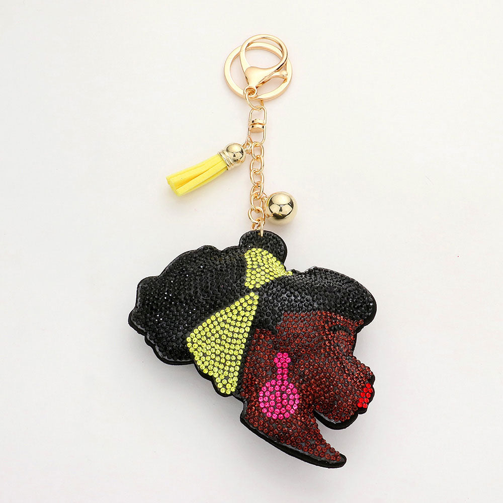 iLLASPARKZ Bling Afro Girl Tassel Keychain
