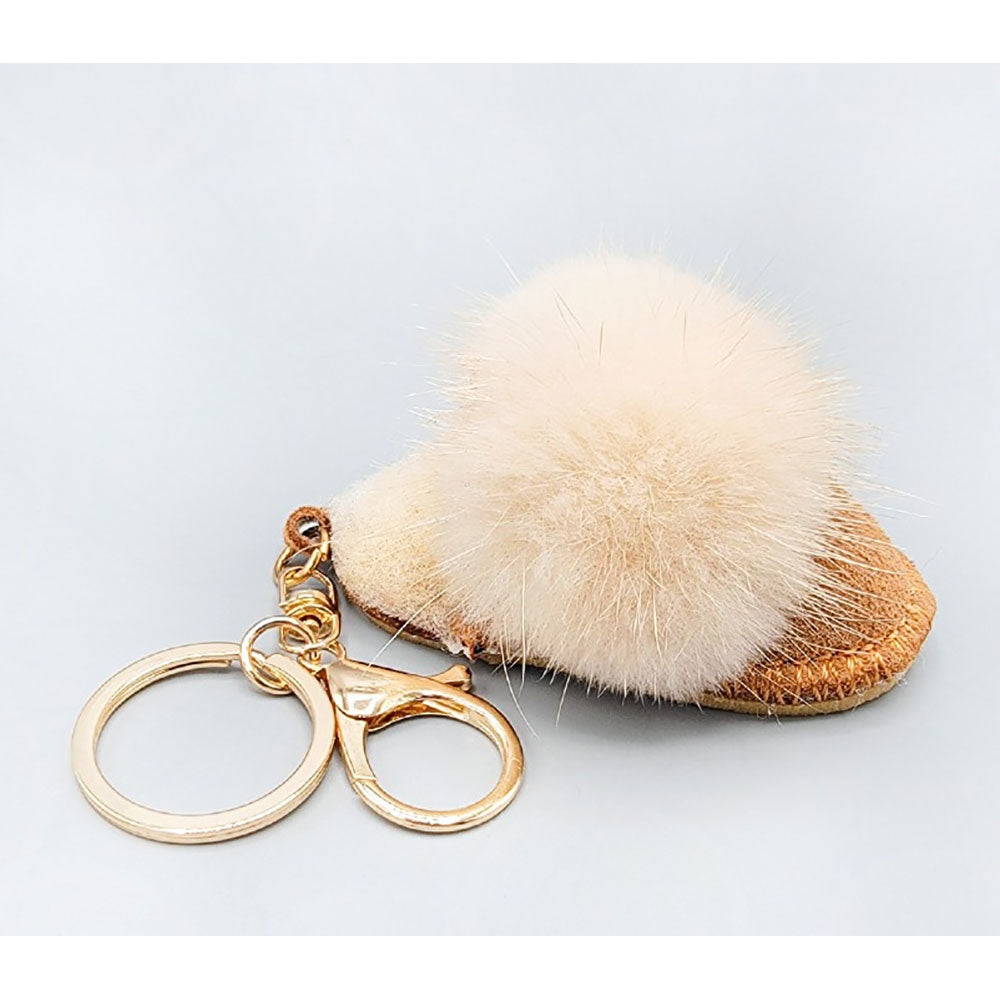 iLLASPARKZ Faux Fur Pom Pom Pointed Slipper Keychain