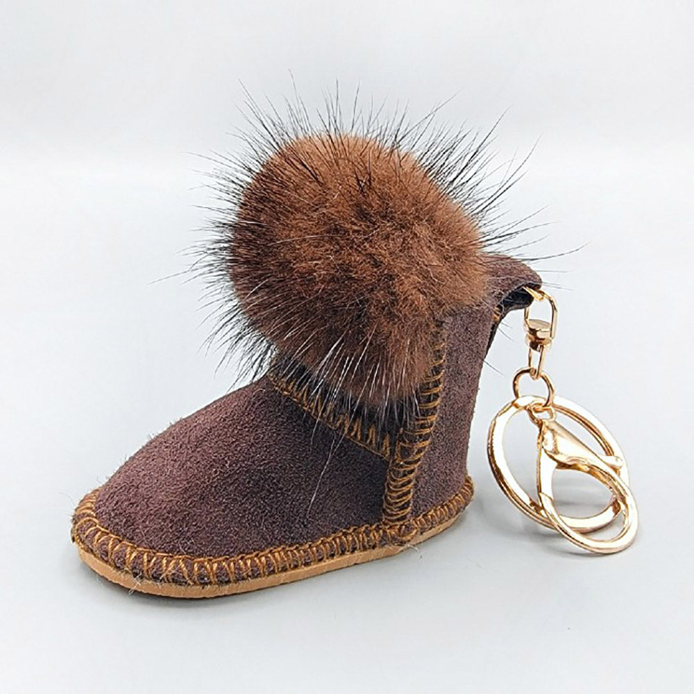 iLLASPARKZ Faux Fur Pom Pom Boot Keychain