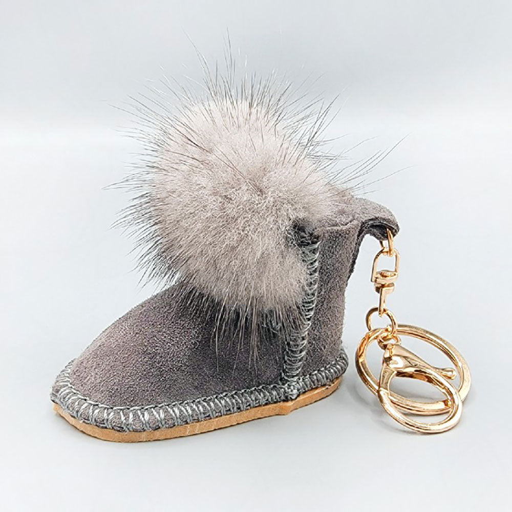 iLLASPARKZ Faux Fur Pom Pom Boot Keychain