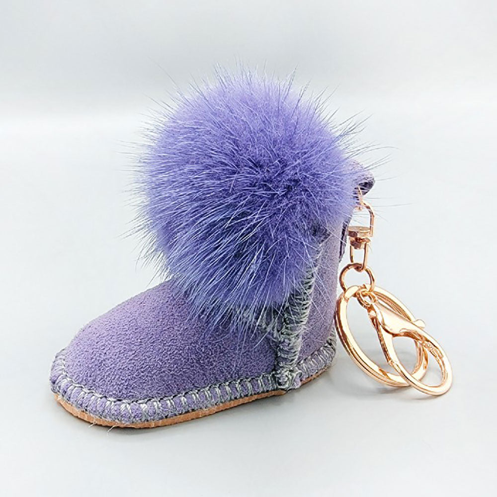 iLLASPARKZ Faux Fur Pom Pom Boot Keychain
