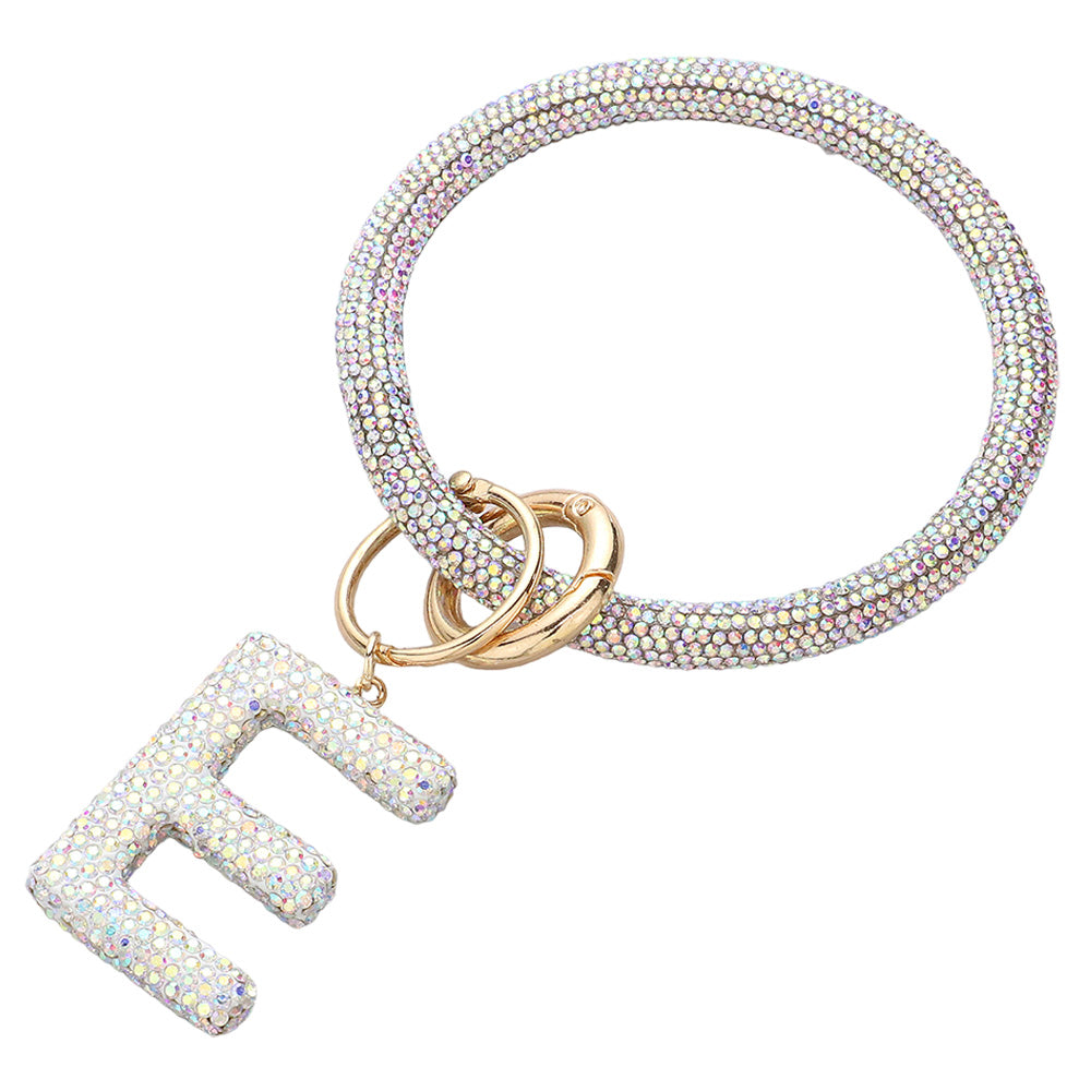 iLLASPARKZ -E- Bling Studded Initial Monogram Charm Bracelet Keychain