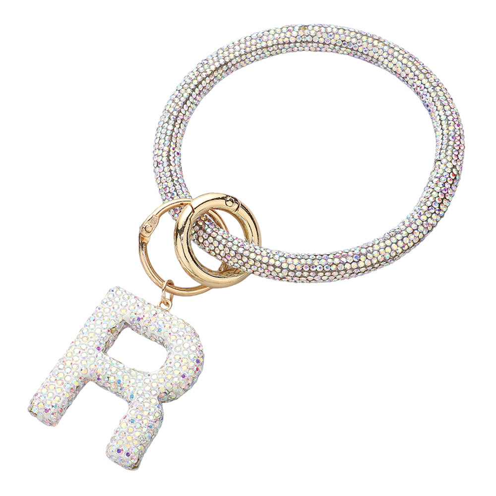 iLLASPARKZ -R- Bling Studded Initial Monogram Charm Bracelet Keychain