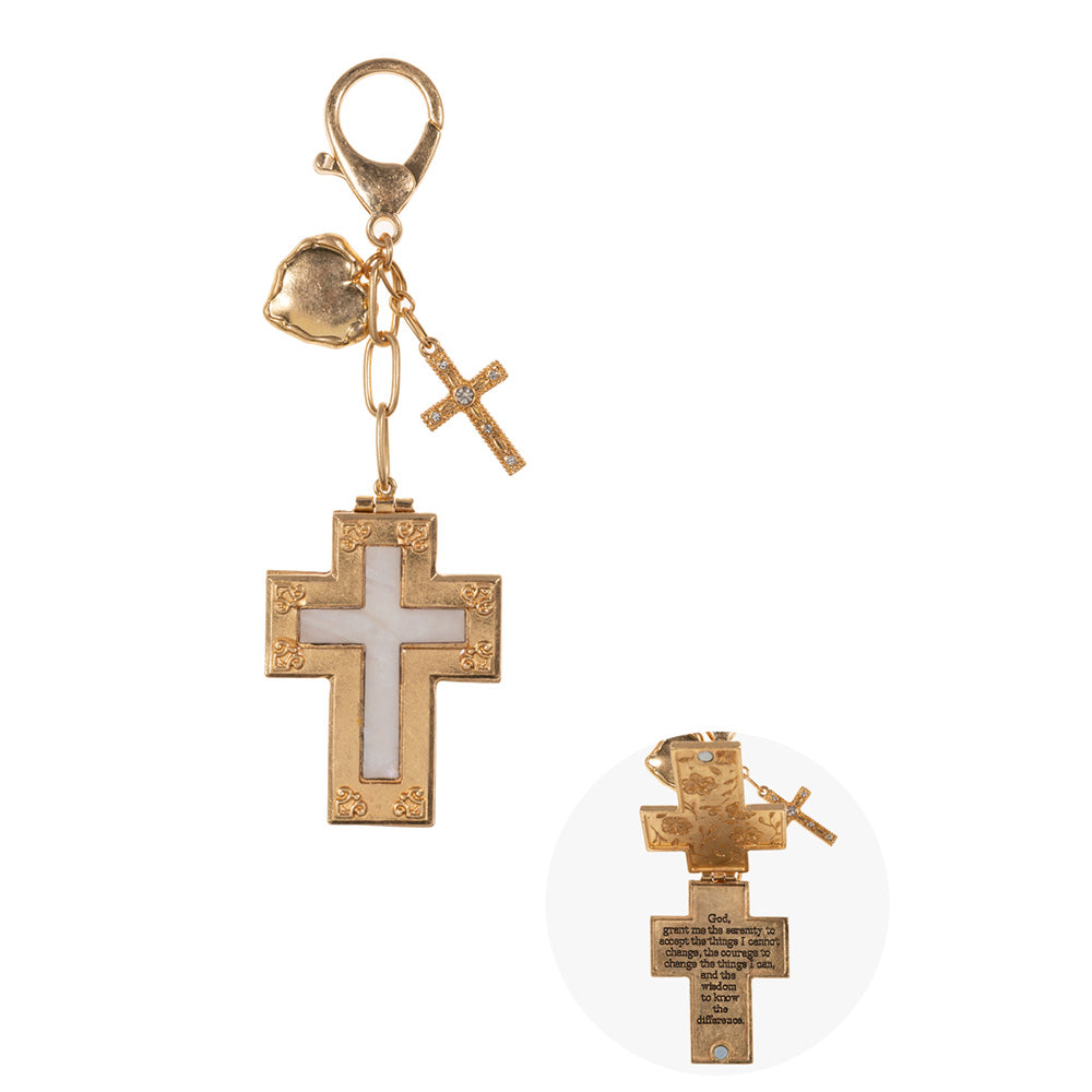 iLLASPARKZ Cross Religious Message Engraved Heart Charm Keychain / Bag Charm