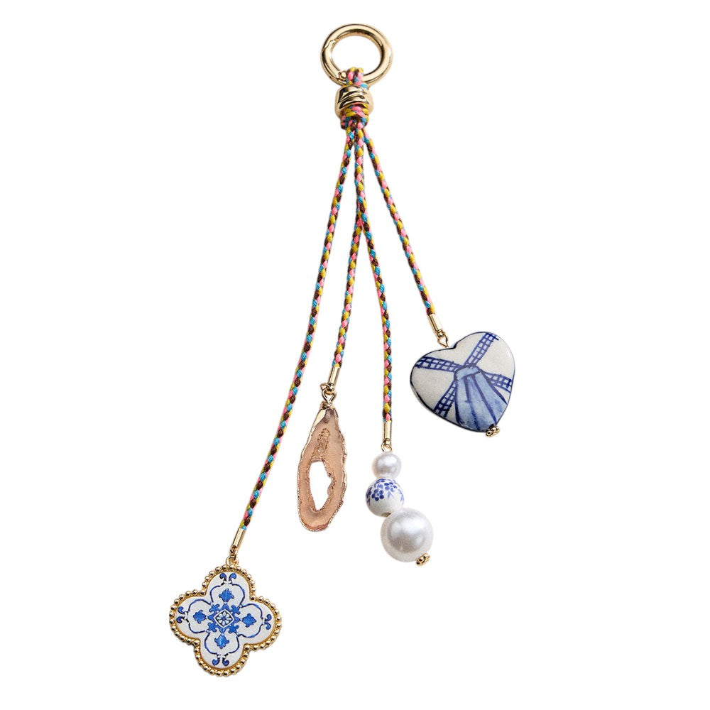 iLLASPARKZ Ceramic Flower Heart Pearl Charm Keychain / Bag Charm