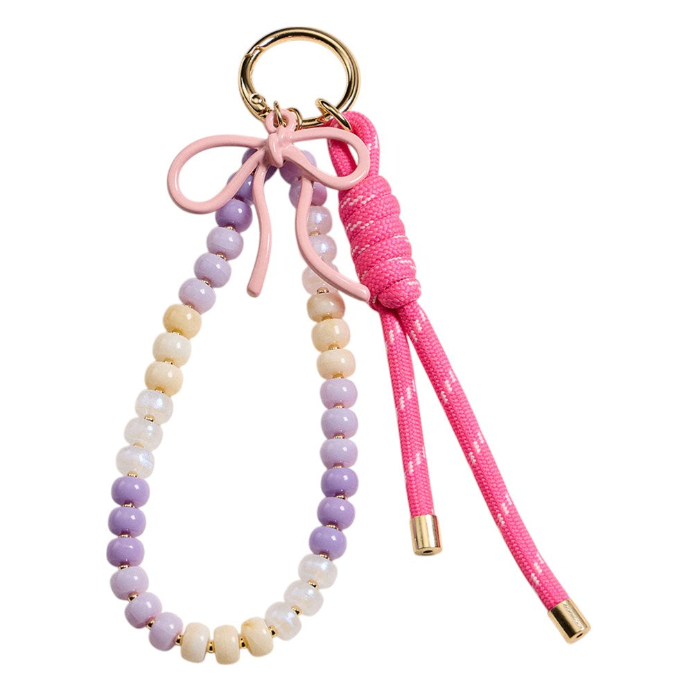 iLLASPARKZ Bow Accent Beaded Charm Rope Keychain / Bag Charm